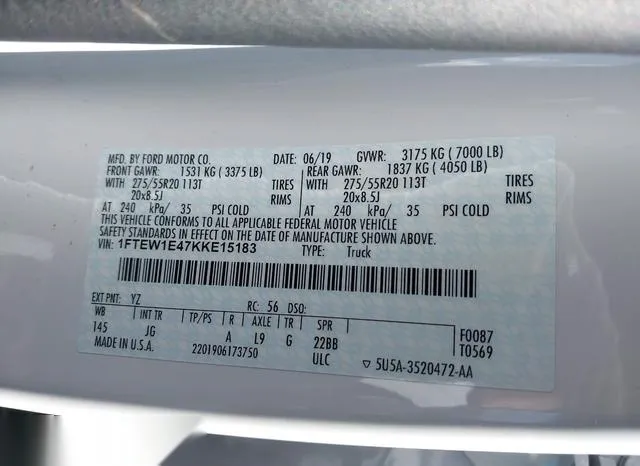 1FTEW1E47KKE15183 2019 2019 Ford F-150- XL 9