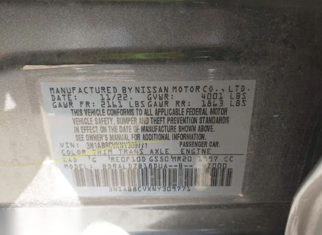 3N1AB8CVXNY309771 2022 2022 Nissan Sentra- Sv Xtronic Cvt 9