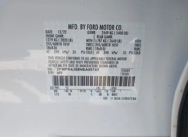 2FMPK4J98NBA95745 2022 2022 Ford Edge- Sel 9