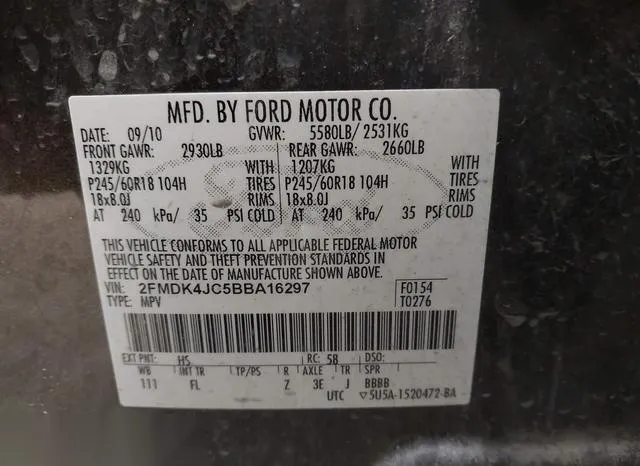 2FMDK4JC5BBA16297 2011 2011 Ford Edge- Sel 9