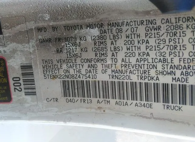 5TENX22N08Z475410 2008 2008 Toyota Tacoma 9