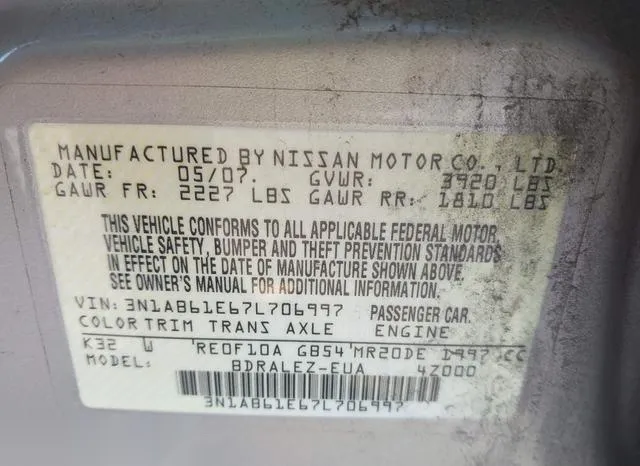 3N1AB61E67L706997 2007 2007 Nissan Sentra- 2-0S 9