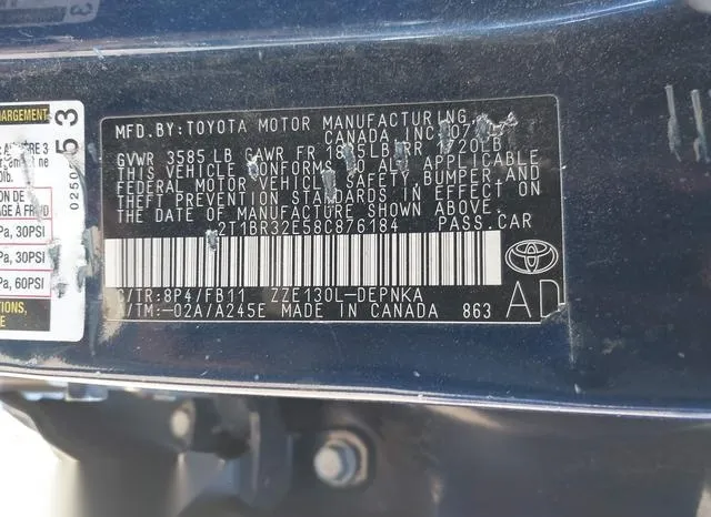 2T1BR32E58C876184 2008 2008 Toyota Corolla- LE 9