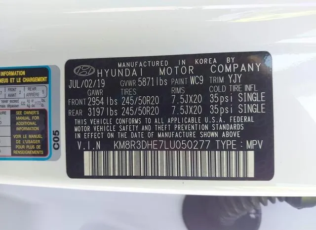 KM8R3DHE7LU050277 2020 2020 Hyundai Palisade- Sel 9