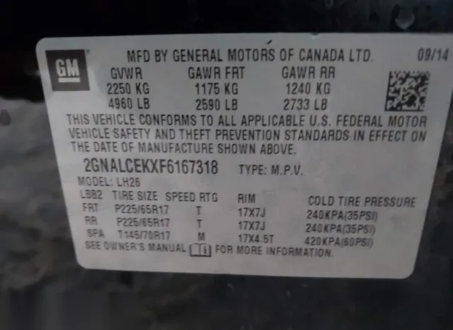 2GNALCEKXF6167318 2015 2015 Chevrolet Equinox- 2LT 9