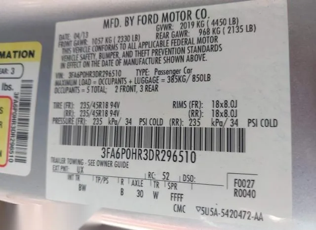 3FA6P0HR3DR296510 2013 2013 Ford Fusion- SE 9