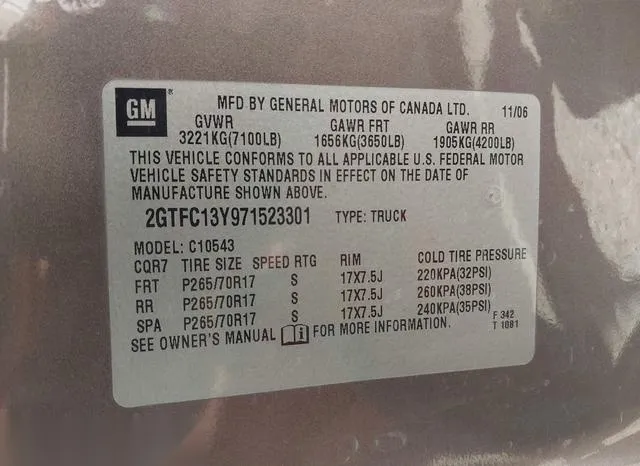 2GTFC13Y971523301 2007 2007 GMC Sierra- 1500 Slt 9