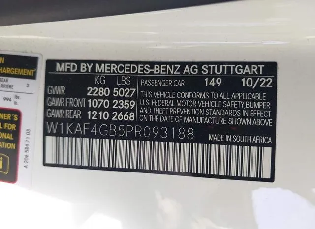 W1KAF4GB5PR093188 2023 2023 Mercedes-Benz C 300- Sedan 9