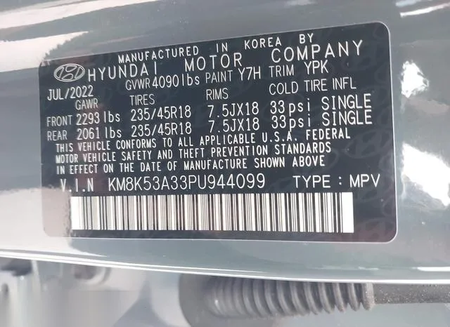 KM8K53A33PU944099 2023 2023 Hyundai Kona- Limited 9