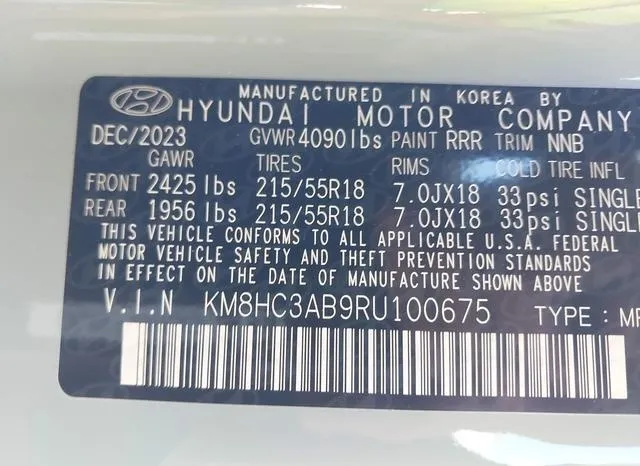 KM8HC3AB9RU100675 2024 2024 Hyundai Kona- Sel 9