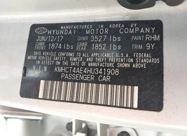 KMHCT4AE4HU341908 2017 2017 Hyundai Accent- SE 9