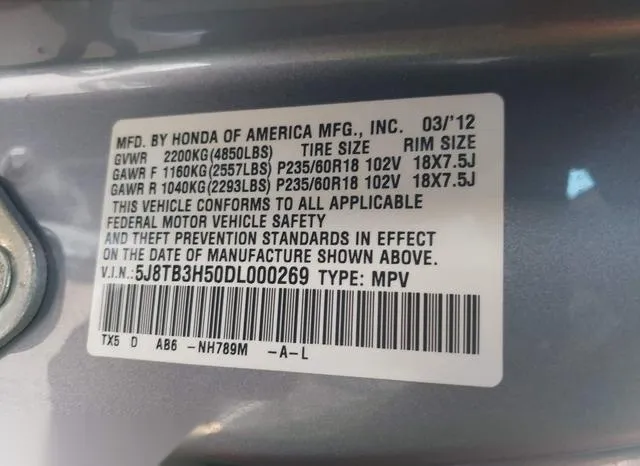 5J8TB3H50DL000269 2013 2013 Acura RDX 9