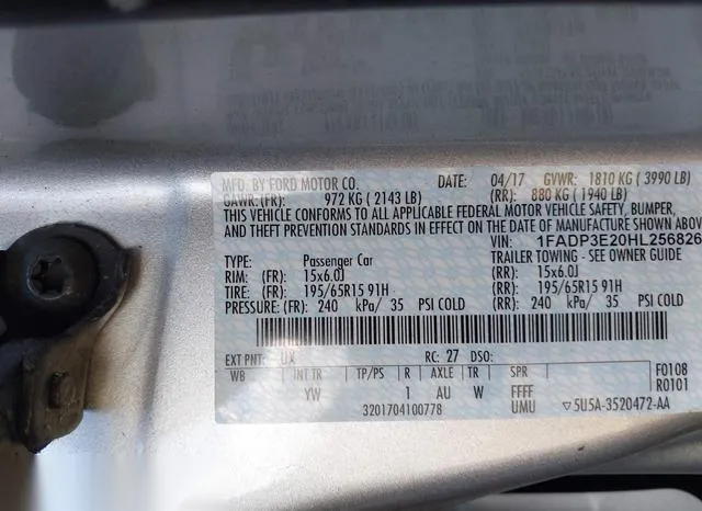 1FADP3E20HL256826 2017 2017 Ford Focus- S 9