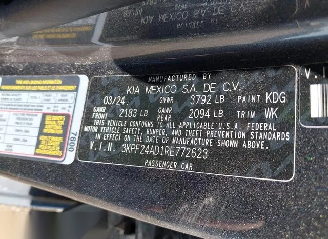 3KPF24AD1RE772623 2024 2024 KIA Forte- LX 9