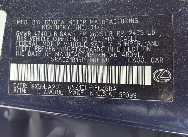 58ACZ1B18PU148368 2023 2023 Lexus ES- 350 9