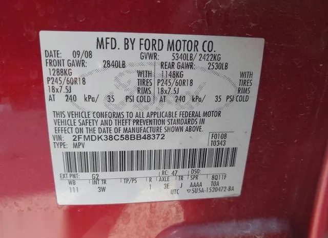 2FMDK38C58BB48372 2008 2008 Ford Edge- Sel 9