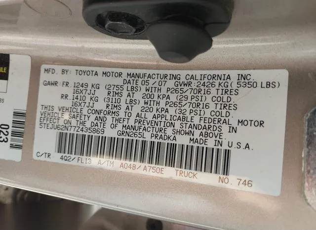 5TEJU62N77Z435869 2007 2007 Toyota Tacoma- Double Cab Preru 9