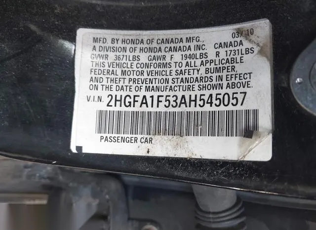 2HGFA1F53AH545057 2010 2010 Honda Civic- LX 9