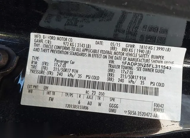 1FADP3N25FL311543 2015 2015 Ford Focus- Titanium 9