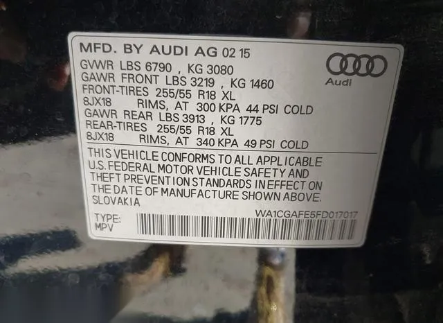 WA1CGAFE5FD017017 2015 2015 Audi Q7- 3-0T Premium 9