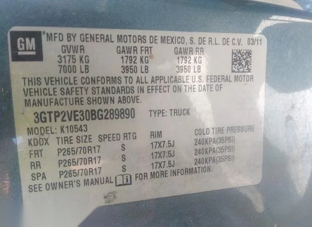 3GTP2VE30BG289890 2011 2011 GMC Sierra- 1500 Sle 9