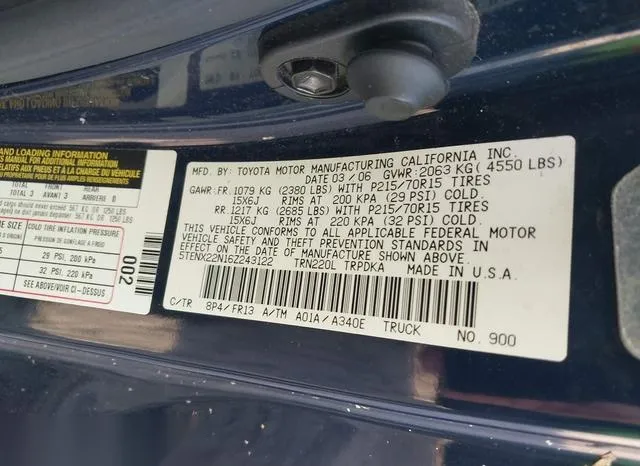 5TENX22N16Z243122 2006 2006 Toyota Tacoma 9