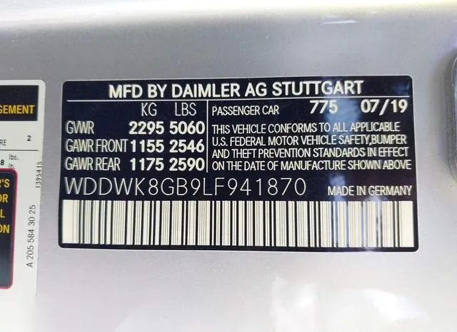 WDDWK8GB9LF941870 2020 2020 Mercedes-Benz AMG C 63 9