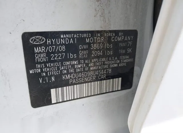 KMHDU46D98U454478 2008 2008 Hyundai Elantra- Gls/Se 9