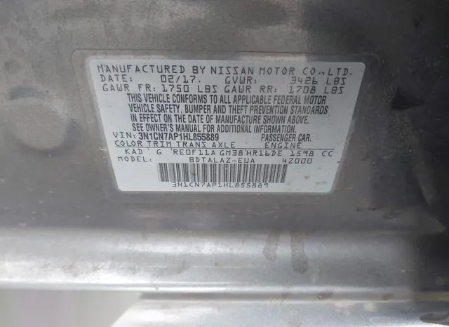 3N1CN7AP1HL855889 2017 2017 Nissan Versa- 1-6 S- 9