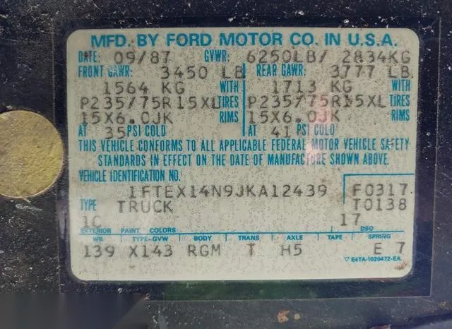 1FTEX14N9JKA12439 1988 1988 Ford F-150 9