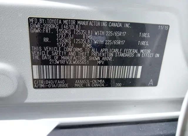 2T3W1RFV3LW065651 2020 2020 Toyota RAV4- Xle 9