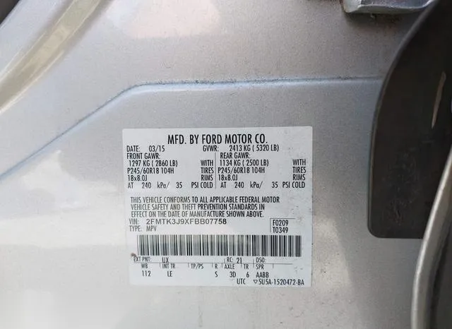 2FMTK3J9XFBB07758 2015 2015 Ford Edge- Sel 9