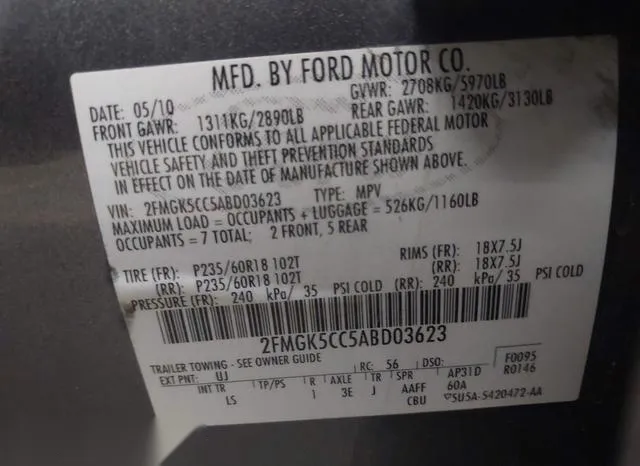 2FMGK5CC5ABD03623 2010 2010 Ford Flex- Sel 9