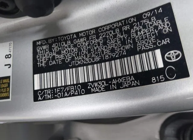 JTDKN3DU8F1879274 2015 2015 Toyota Prius- Two 9