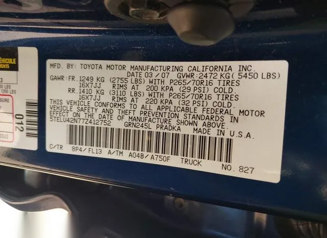 5TELU42N77Z412752 2007 2007 Toyota Tacoma- Double Cab 9