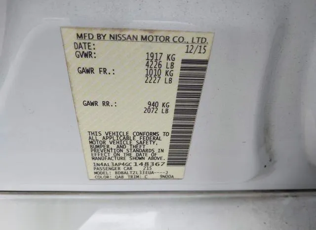 1N4AL3AP4GC148367 2016 2016 Nissan Altima- 2-5 SL 9