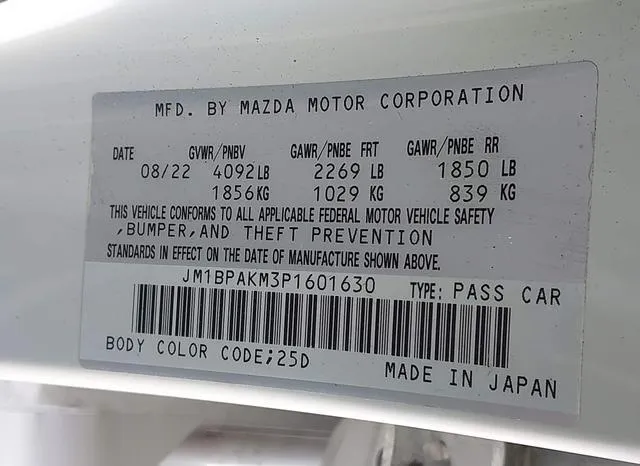 JM1BPAKM3P1601630 2023 2023 Mazda 3- 2-5 S Select 9