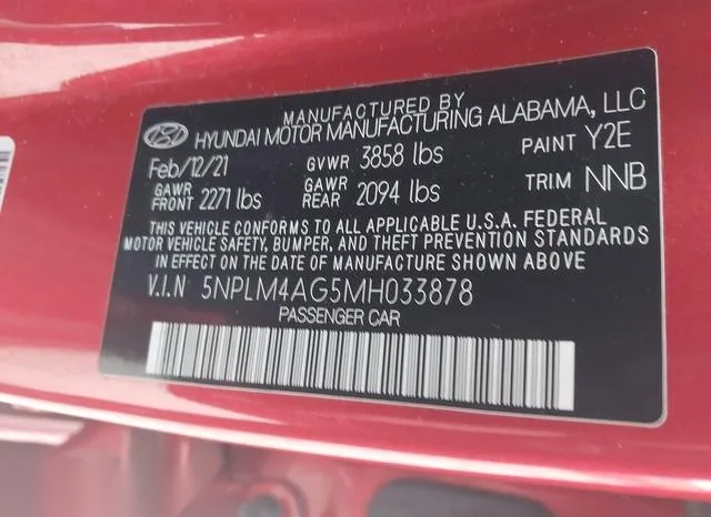 5NPLM4AG5MH033878 2021 2021 Hyundai Elantra- Sel 9