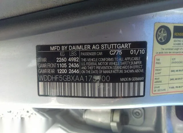 WDDHF5GBXAA175900 2010 2010 Mercedes-Benz E 350 9