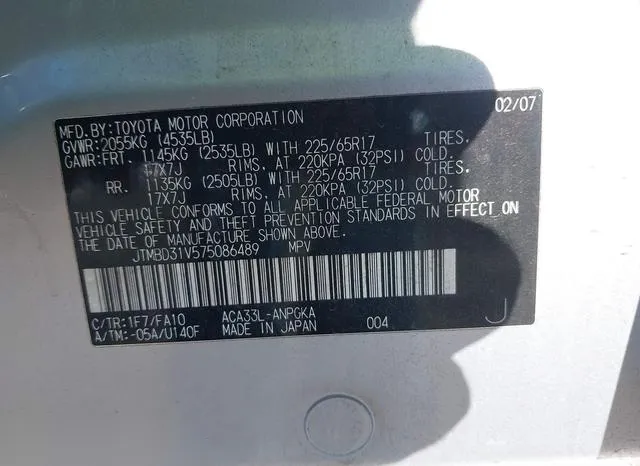 JTMBD31V575086489 2007 2007 Toyota RAV4- Limited 9