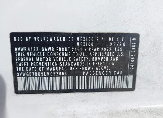 3VWGB7BU9LM052694 2020 2020 Volkswagen Jetta- 1-4T Sel Premium 9