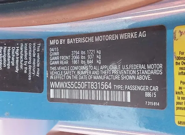 WMWXS5C50FT831564 2015 2015 Mini Hardtop- Cooper 9