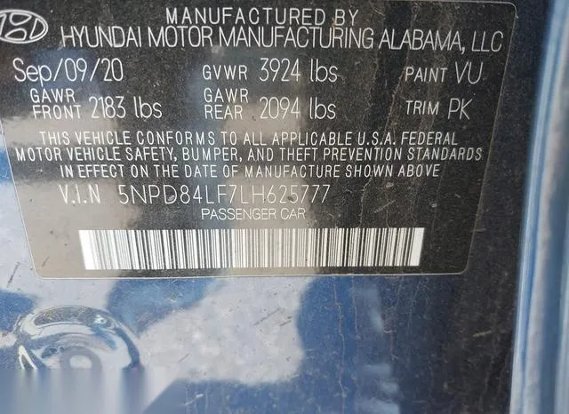 5NPD84LF7LH625777 2020 2020 Hyundai Elantra- Sel 9