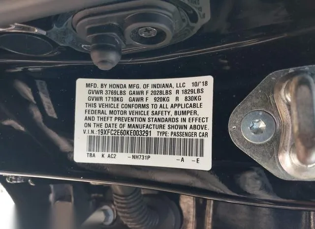 19XFC2E60KE003291 2019 2019 Honda Civic- LX 9