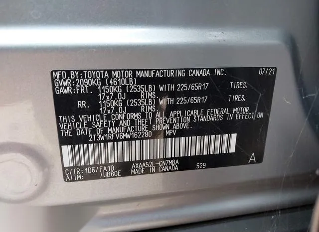 2T3W1RFV6MW162280 2021 2021 Toyota RAV4- Xle 9