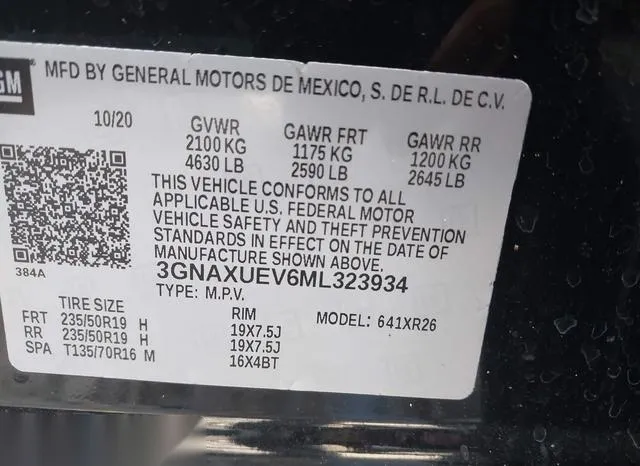 3GNAXUEV6ML323934 2021 2021 Chevrolet Equinox- Awd Lt 9