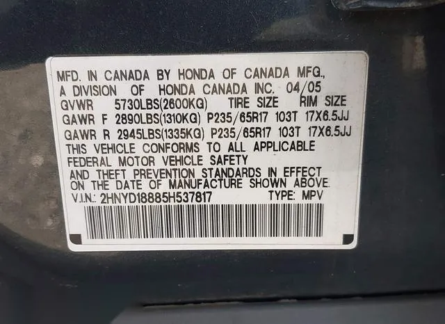 2HNYD18885H537817 2005 2005 Acura MDX 9