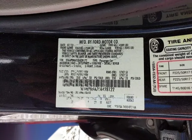 3FAHP0HA7CR428122 2012 2012 Ford Fusion- SE 9