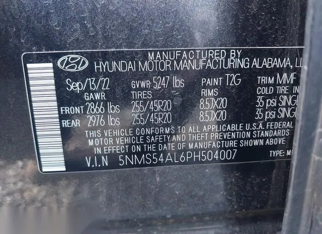 5NMS54AL6PH504007 2023 2023 Hyundai Santa Fe- Calligraphy 9