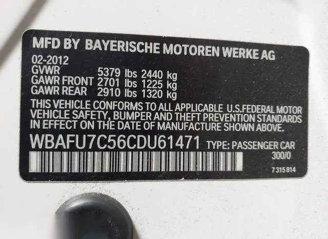 WBAFU7C56CDU61471 2012 2012 BMW 5 Series- 535I Xdrive 9